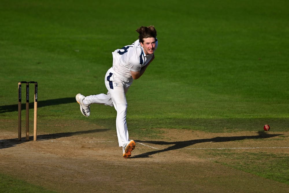 during the Rothesay County Championship match between Hampshire and Yorkshire at Utilita Bowl.