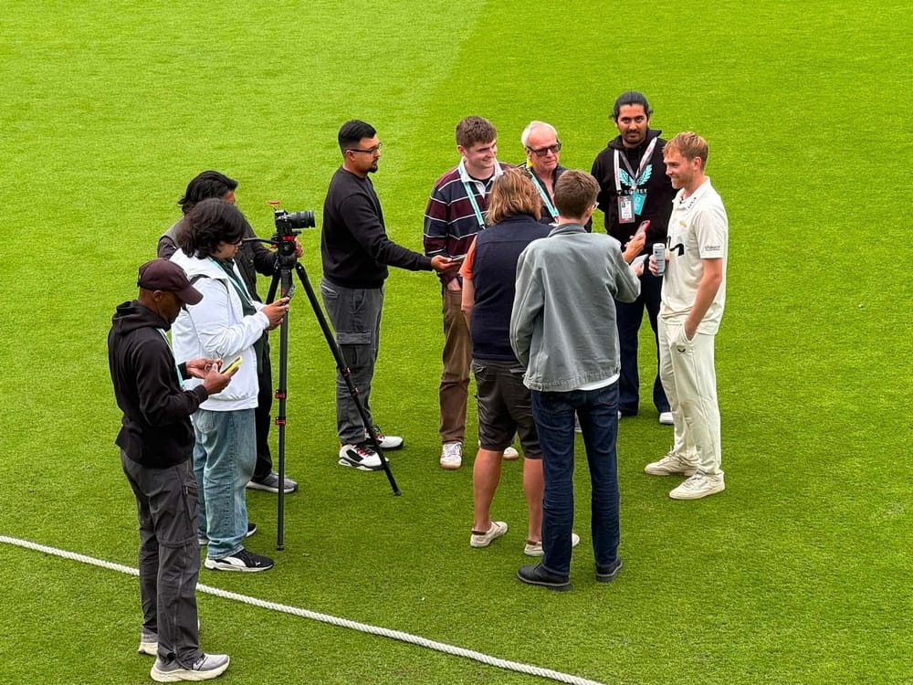Josh Blake speaks to the media after his vital innings