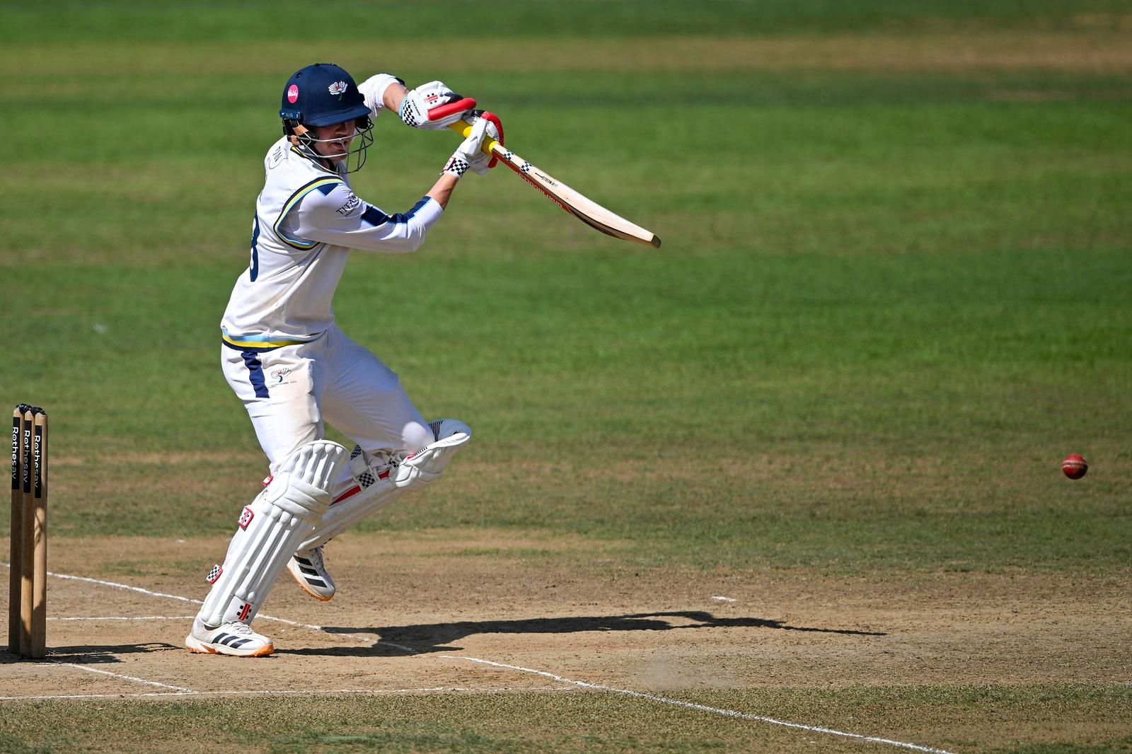during the Rothesay County Championship match between Hampshire and Yorkshire at Utilita Bowl.